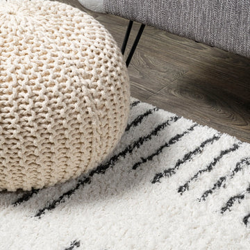 Petra Abstract Stripe Geometric Shag Area Rug